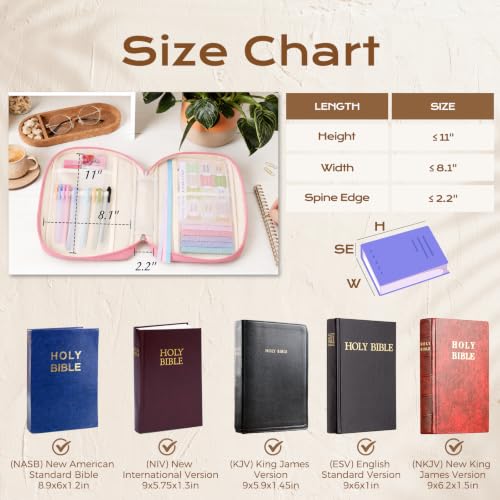 XKDOUS Bible Cover for Women Bible Bag Kit Church Book Holder Carrying Case - color: Black Flower