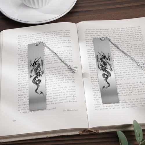 Dragon Metal Bookmark Gift - 2 Pcs Cool Bookmarks for Reading - style: Dragon