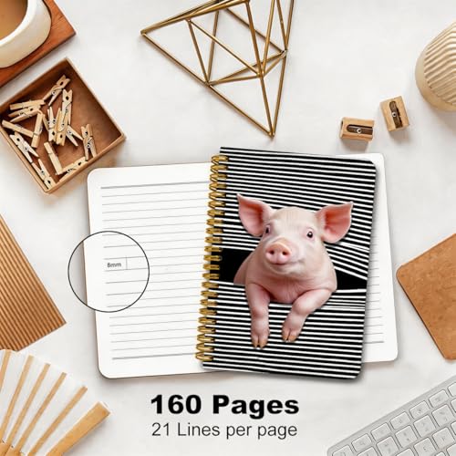 2 Pcs Funny Pig A5 Spiral Notebook, Cute Pig Gifts Journal Notebook - color: Multicolour 0032
