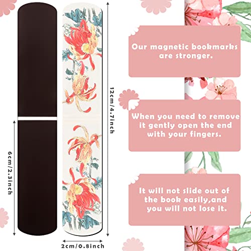 Gersoniel 30 Pcs Magnetic Bookmarks Clips Flowers Magnet Page Markers for Book Lovers Women Reading Office, Floral Style, 2.3 x 0.8 Inches