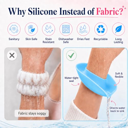LiquiBands Face Washing Wristbands - Original Drip Catch Cuffs (Blue, S/M) - color: Sky Blue, size: S/M