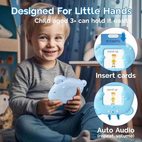 English Talking Flash Cards Bilingual for Kids - Russian, Blue - color: Russian, size: Blue