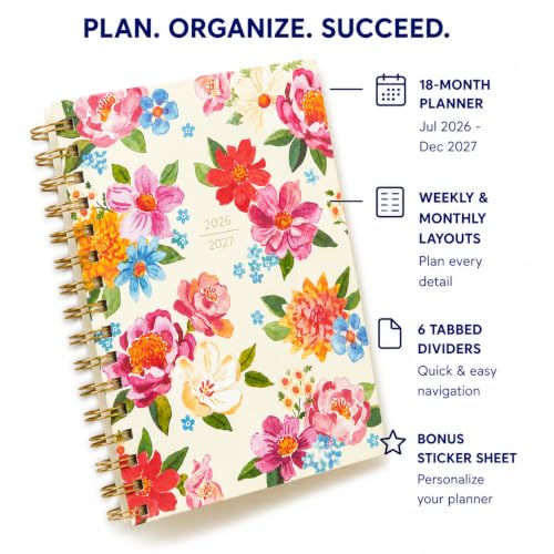 WORLD TRAVELER Academic Planner School Organizer Jul 2026-Dec 2027, 7"x9" - color: Bright Floral