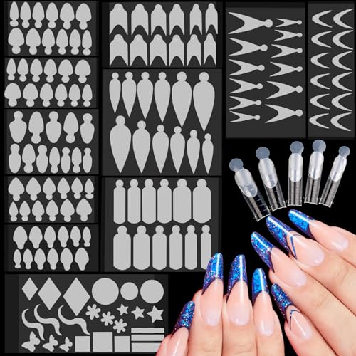 EBANKU French Nail Forms Sticker 144 PCS Silicone French Tip Nail Stickers - color: French Tip Nail Guide