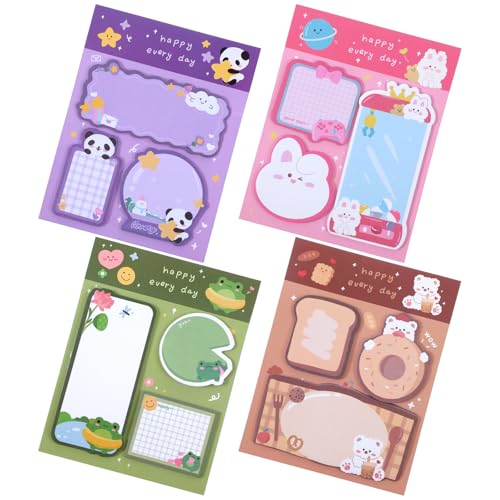 WLLHYF 4 Pack Cute Sticky Notes 240 Sheets Sticky Notes Page Markers Flags