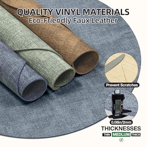 Placemats Set of 6, 15 Inch Round Faux Leather Place Mats - color: R-blue