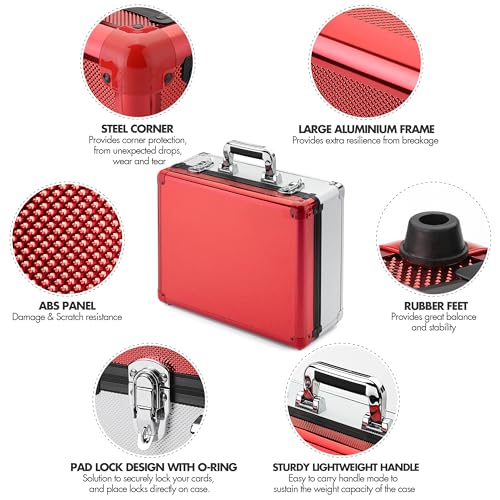 FunGuys Toploader Storage Box, Sports Card Storage Case, Top Loader Card Storage, Top Loader Storage Boxes, Trading Card Case Holds 600+ Card, One Touch Card Holder - color: Red and Silver, size: 15.4 x 11.8 x 6.3 Inches