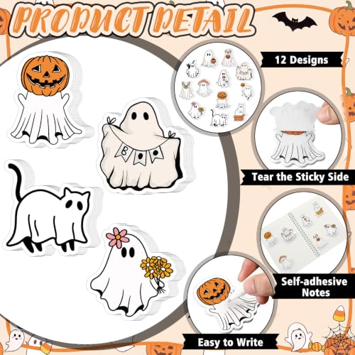 Yinder 24 Pads Halloween Ghost Boo Sticky Notes Kawaii Memo Office School - color: Multicolor, size: Ghost Animal