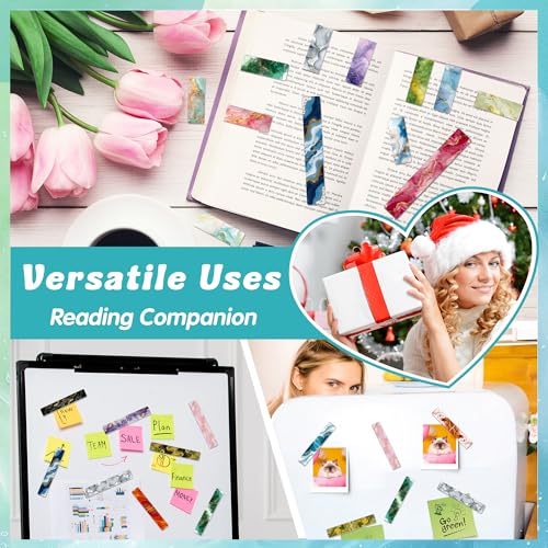 48PCS Magnetic Bookmarks Bulk Magnet Bookmarks Book Lovers Gifts - style: Marble Watercolor