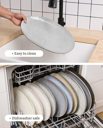 famiware Serving Platters Set of 3 Sizes - Oval, Grey - color: Gray