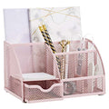 Annova Mesh Desk Organizer Office with 7 Compartments + Drawer/Desk Tidy Candy/Pen Holder/Multifunctional Organizer (Light Pink) - color: Light Pink