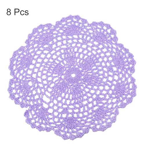 uxcell Crochet Doilies Round Lace Placemats 8" Light Purple 8Pcs - color: Light Purple