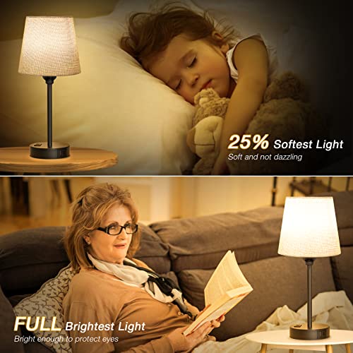 Grey Bedside Lamps Set 2 for Bedroom - Dimmable Touch, USB C+A, AC Outlet - color: Gray
