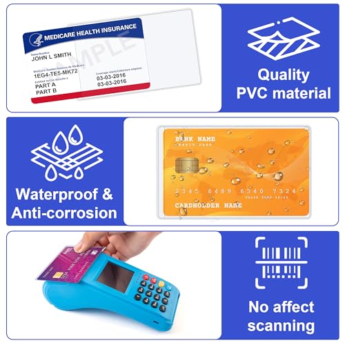 10 PCS Social Security Card Protector Sleeves,31 Mil Soft Clean Waterproof SSN/New Medicare/Credit Card Holder, Soft ID/Debit/Credit Card Covers