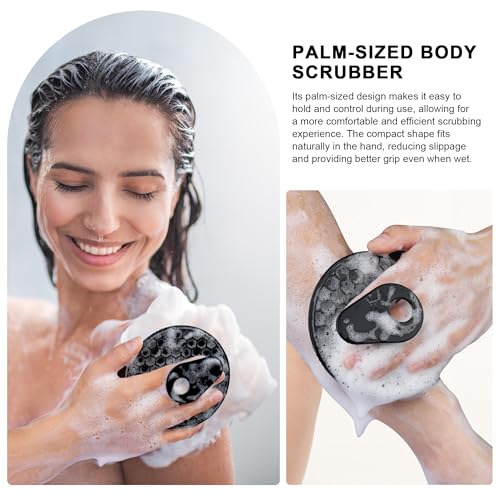 INNERNEED Silicone Body Scrubber Gentle Exfoliating Brush Set, Black+ Blue - color: (Set2) Black+dark Blue
