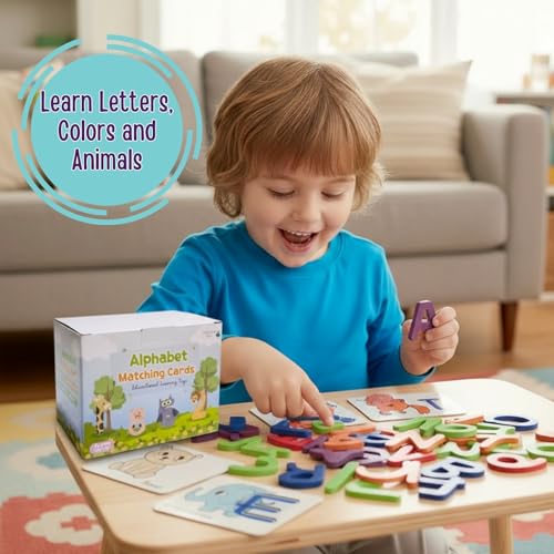 Alphabet Flash Cards for Kids Ages 3-8 – Number and Letter Flash Cards – Montessori Alphabet Puzzle & Matching Game – Letter Recognition for Kindergarten & Preschool Learning