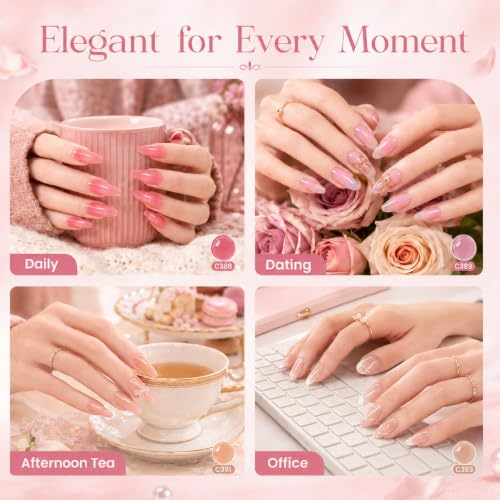 Beetles Nude Gel Nail Polish Set, 6 Colors Nude Pink Brown Neutral Jelly - color: A - Sheer | Drunken Rose