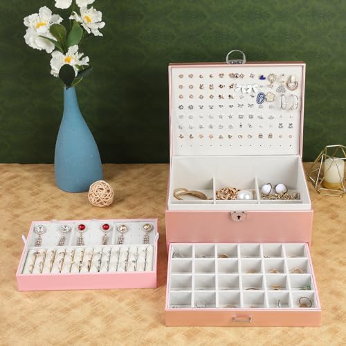 BOOVO Large Jewelry Boxes For Women (rose gold) - color: Rose Gold, size: 5 layer