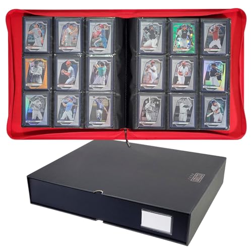Card Titan Toploader Binder - 9-Pocket Trading Card Binder with Rigid Slipcase - Fits 252 Standard Top Loaders - Heavy-Duty Square Spine Case for Toploaders - Side-Loading Pages - Red - color: Red - 9 Pocket