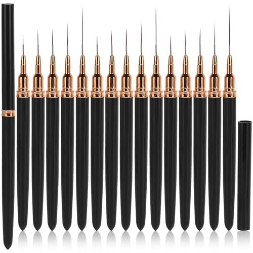 15 - Piece Black Nail Art Liner Brush Set | Fine - Tip Brushes for Intricate Nail Designs - color: 3 Pcs - Black