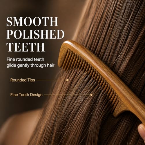 Melune Natural Ebony Wood Wide-Tooth Comb for Thick Curly Hair, 8.27 in (B0H1CBWWBH)