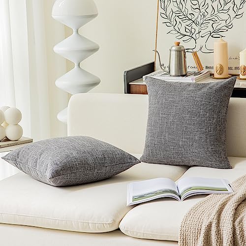 Kevin Textile Star Linen Soft Pillow Covers, Square Decorative Throw Cushion Case, Farmhouse Pillowcase for Couch Sofa, 20” x 20”(50x50cm), 2 Pcs, Dark Grey - color: Dark Grey, size: 20" x 20" (Pack of 2)
