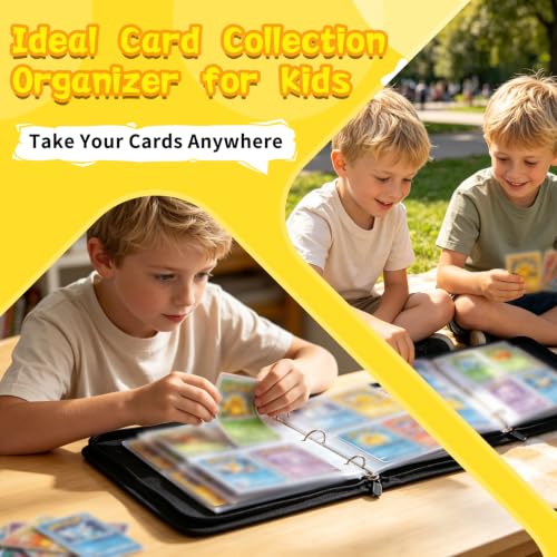 Card Binder 4 Pocket Trading Collection Binder Holds 400 Cards