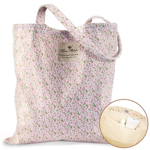 Miss Adola Aesthetic Buckle Tote Bag for Women - color: Pk White Flowers