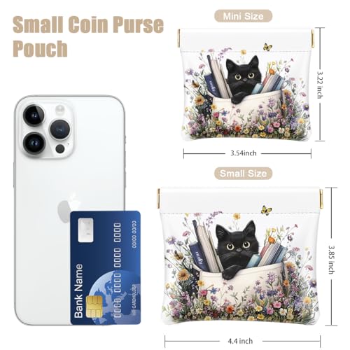 Cat Squeeze Coin Purse Pouch Small Makeup Bag for Purse - color: Cute Cat, size: Small (4.4"x3.85")