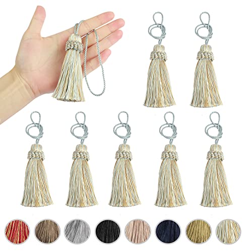 8PCS Tassel Key Colorful Tassel for Cord Loop,Elegant Handmade DIY Craft Accessory Home Decoration (Mix Blue) - color: Mix Blue