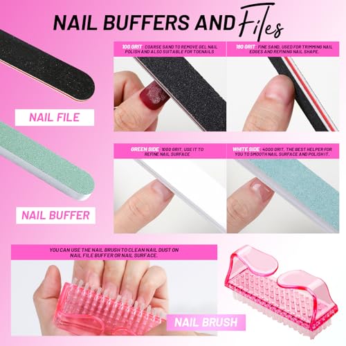 FANDAMEI Nail Buffers and Files, Nail Care Kit, Nail Cuticle Tools Set, Manicure Tools, Finger Nail File, Nail Buffer Block, Cuticle Nippers, Ingrown Toenail Tools - color: Pink