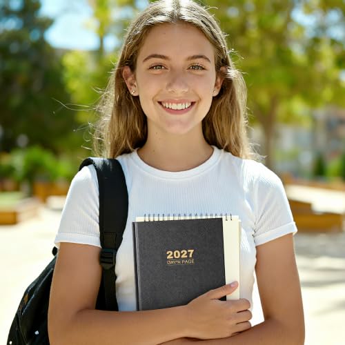 2027 Diary - Diary Full Page Per Day, Daily Planner 2027 - color: Black (2026-2027)