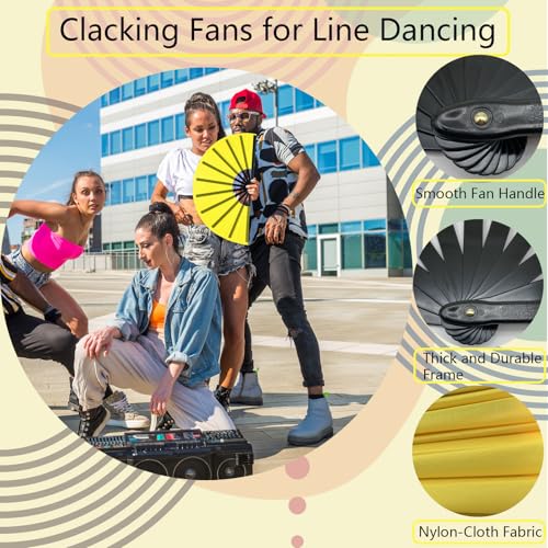 10 PCS Boots on The Ground Hand Fan Bulk - Rave Fans 13 Inch Large Clacking Fans for Line Dancing Make Loud Sounds for Party - color: Mixed Colors