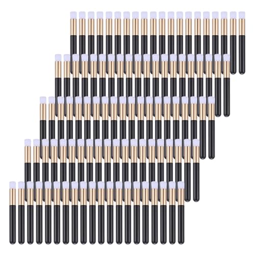 100 Pieces Lash Brushes for Cleaning, Lash Shampoo Brushes Eyelash Extension Cleansing Blackhead Removing Brush Nose Pore Deep Cleaning Facial Cleansing Brush (Black, 3.8Inch) - color: Black