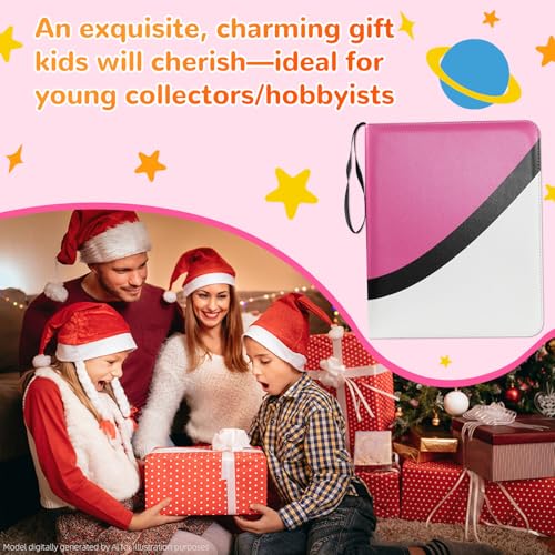 Premium Trading Card Binder, 4 Pocket Trading Card Binder for Pokemon TCG - color: Pink, size: Large