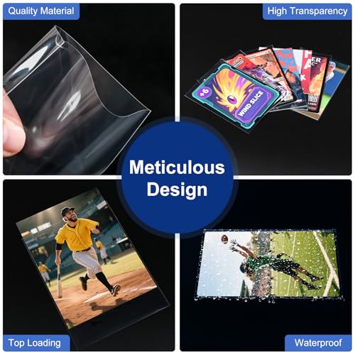 400 Pcs Soft Trading Card Sleeves, Top Loading Penny Card Sleeves for Standard Cards 2.5" X 3.5"，Ultra-Clear Card Protector for Game Cards, Baseball,Sports Cards,Mini Photos