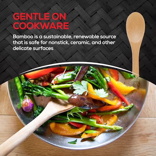 Helen’s Asian Kitchen Bamboo Kitchen Spoon Cooking Utensil, 10-Inch - style: 10-Inch, Solid Spoon