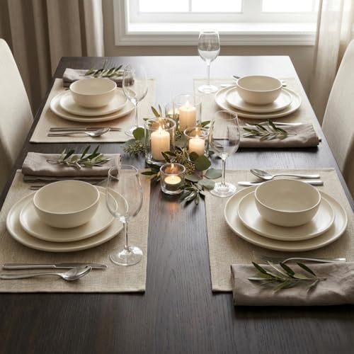 Urban Villa Two Tone Placemat Cotton Tablemat 14x20 (Set of 6) Beige - color: Beige, size: 14" x 20"