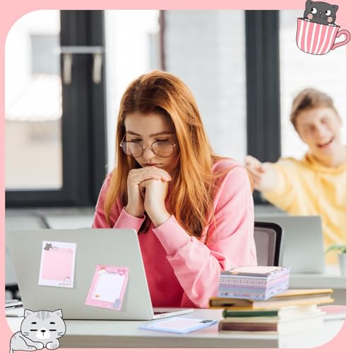 Chiisong 12 Pcs Cats Sticky Notes Cute Cat Gift - style: Cat Style