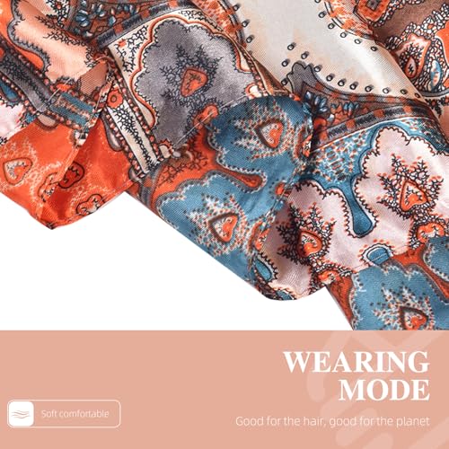 35 Inches Silk Head Scarf-Satin Hair Scarves Silk Bandana Scarf Headscarf for Women's Fashion Scarves - color: Cashews With Buddha-white