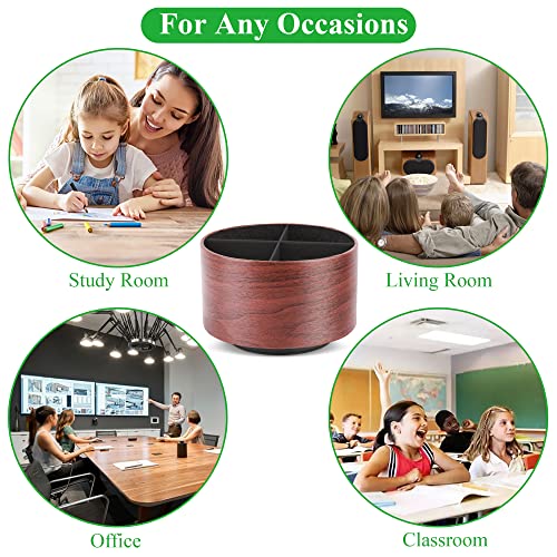 Round Leather Art Supply Organizer,Remote Control Holder,360 Degree Spinning,Multi-Functional Pencil Holder,4 Compartments Desktop Stationary Organizer(1-Light Brown2) - color: 1-Light Brown2