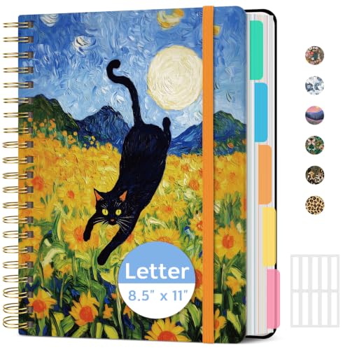 Taja Cute Large Spiral Lined Notebook for Work with 5 Removable Dividers - color: S-Midnight Stroll
