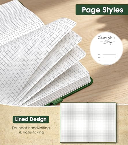 A5 Leather Hardcover Graph Paper Notebook, 160 Pages (5 Squares/Inch), 180° Lay-Flat Binding, 100 GSM Thick Paper, for Math, Engineering, Students & Technical Work (Green) - color: Green, size: Grid