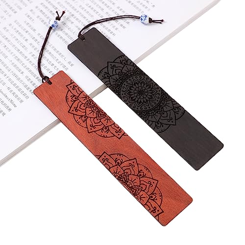 Mandala Bookmark, Book Marks for Book Lovers, Wooden Bookmarks for Adults, Book Lover Gifts (Round Mandala) - style: Round Mandala