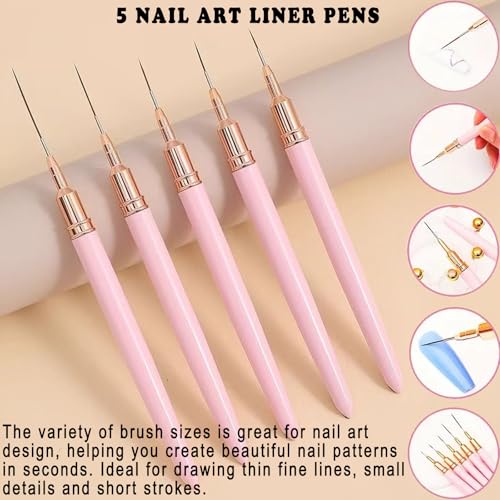 31Pcs Nail Art Brush Set with Liner Brushes, Dotting Tools & Resin Palette - size: Style B