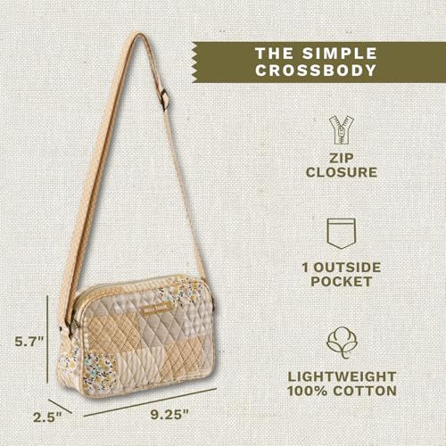 Bella Taylor Simple Crossbody, Quilted Handbag for Women - color: Prairie Meadow Patch