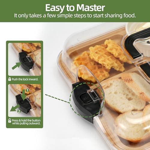 Charcuterie Board with Lid, Bamboo 6‑Compartment Portable Serving Platter - color: 6 Compartments-rectangular