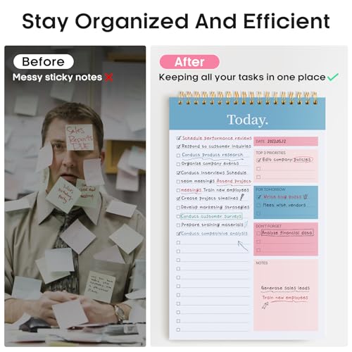 Taja To Do List Notepad, Undated Daily Planner for Work and Goal Setting - color: c-Early Dawn, size: 6 Pack