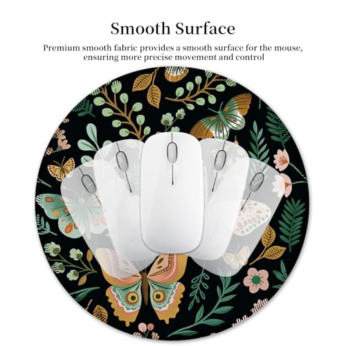 Hancynir Butterfly Floral Round Mouse Pad, Small Mousepad for Office Desk - color: Butterflies Floral