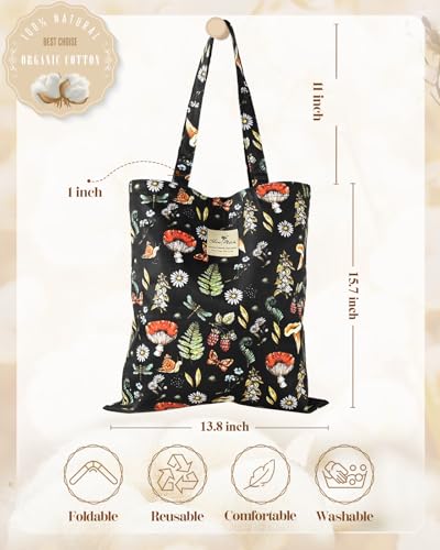 Miss Adola Aesthetic Buckle Tote Bag for Women - color: Mushroom Plants